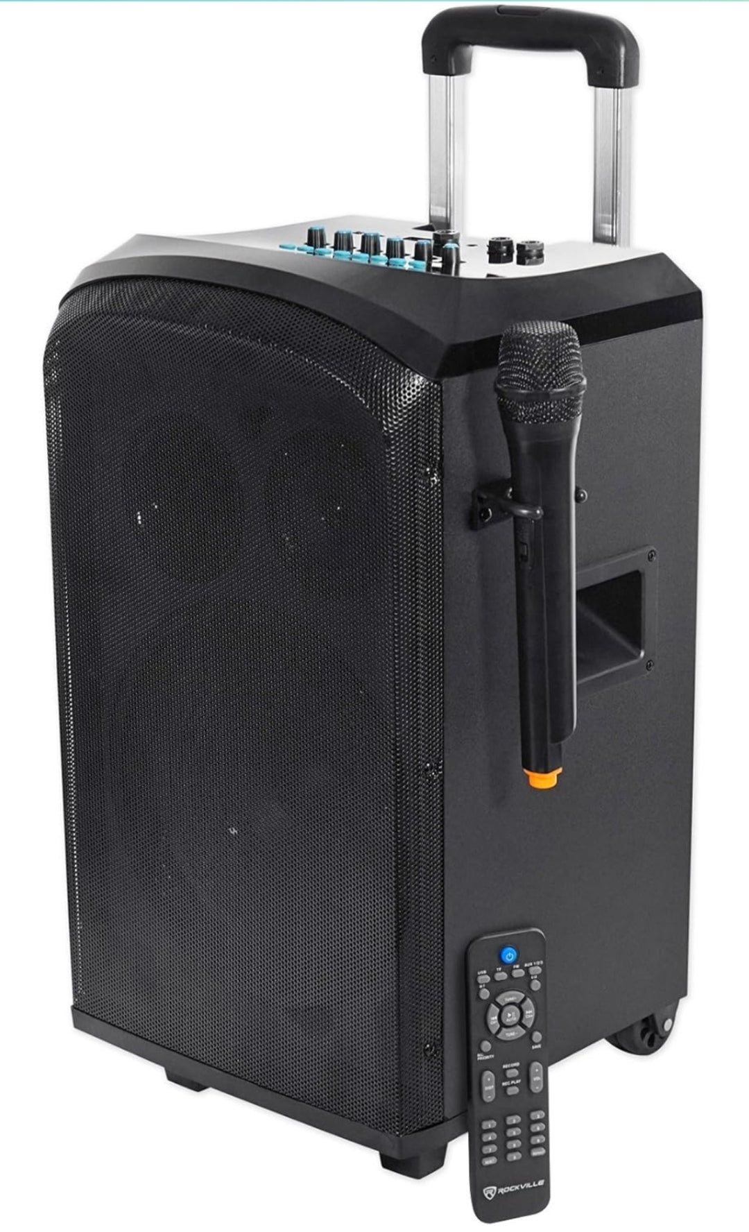 Rockville ROCKnGo 10" Powered Rechargable PA Speaker w Bluetooth + Wireless Mic