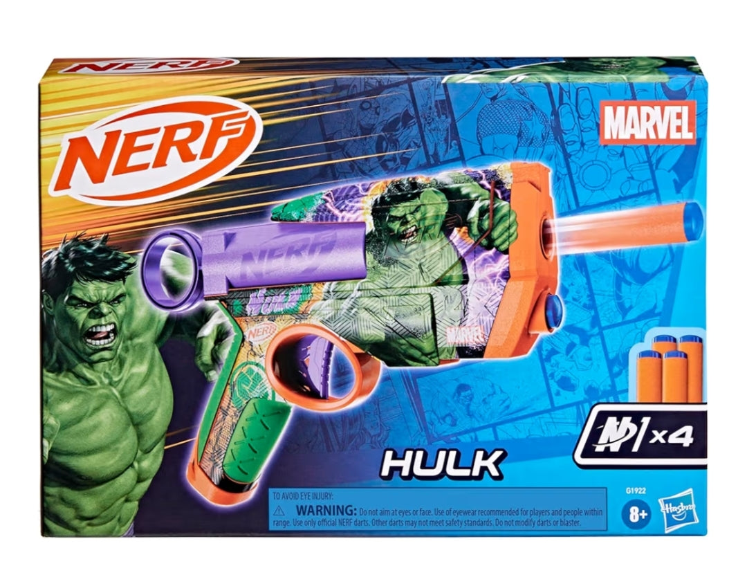 Nerf Marvel Hulk Dart Blaster N1 Foam Darts - Outdoor Toys & Games (Ages 8+)
