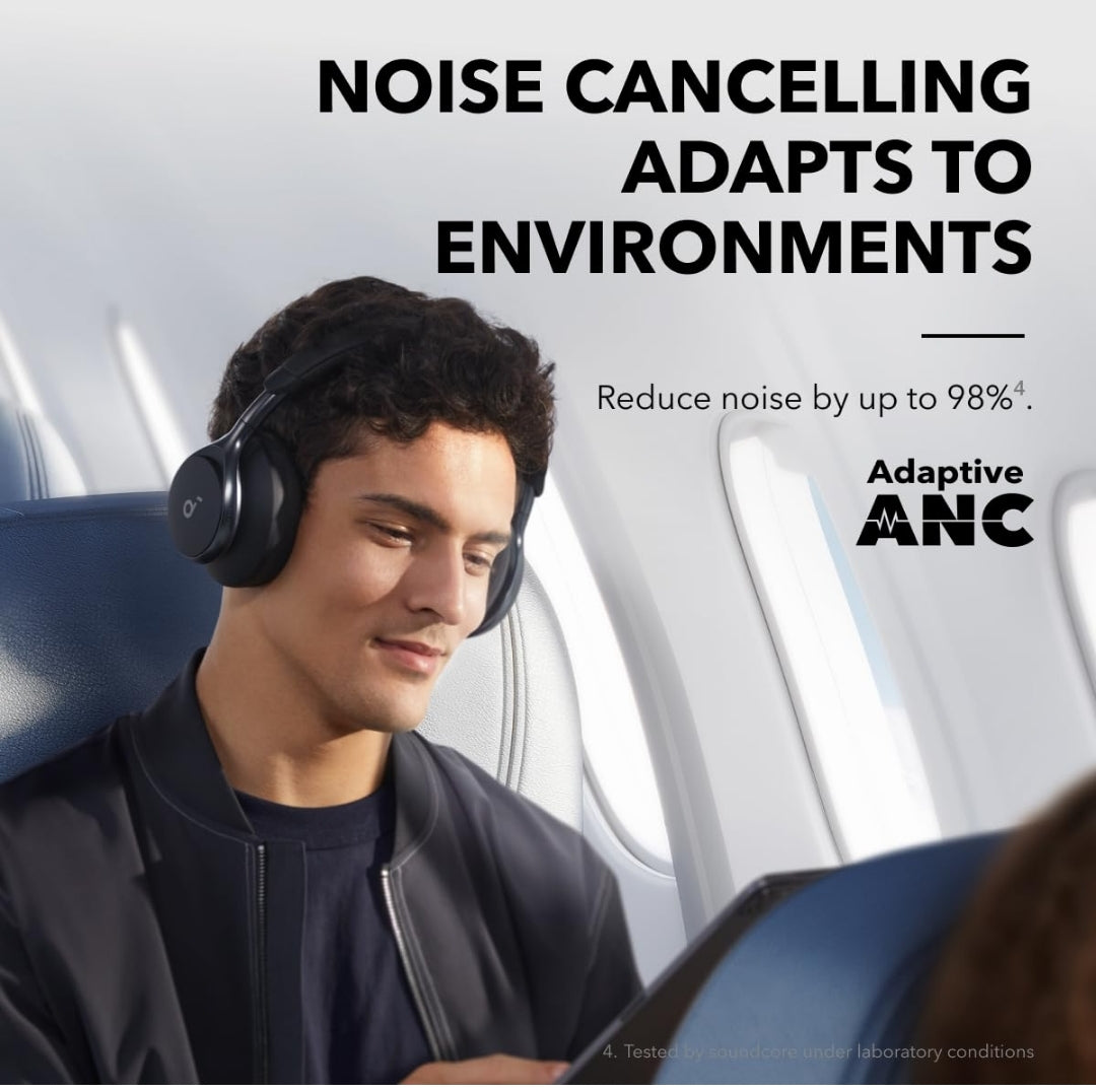 Soundcore by Anker, Space One, Active Noise Cancelling Headphones, 2X Stronger Voice Reduction, 40H ANC Playtime, App Control, LDAC Hi-Res Wireless Audio, Comfortable Fit, Clear Calls, Bluetooth 5.3