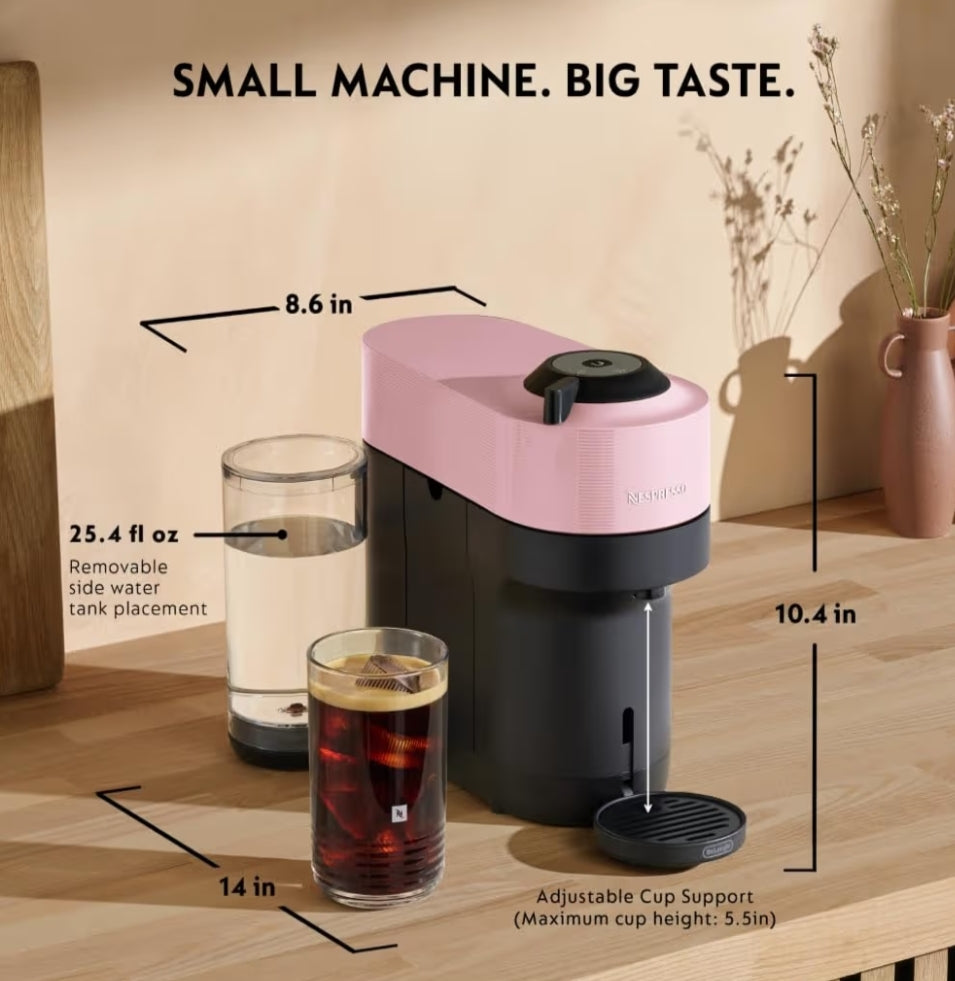 Nespresso Vertuo Pop+ Koffie- en Espressomasjien deur De'Longhi - Lekkergoedpienk