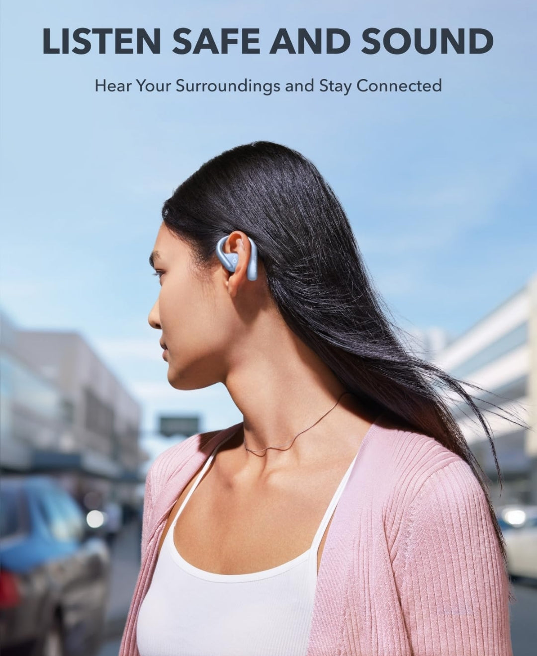 Soundcore by Anker, AeroFit Open-Ear Headphones, Ultra Comfort, Snug Fit, Ergonomic Ear Hook, Balanced Sound, IPX7 Waterproof, 42H Playtime,Small-Ear Friendly,App Control,Clear Calls,Wireless Earbuds