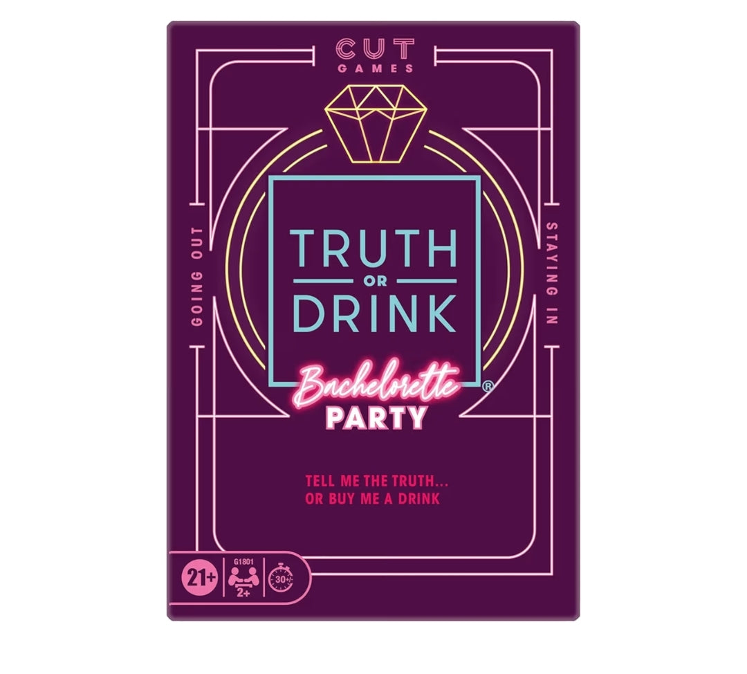 Truth or Drink: Bachelorette Party Edition | Adult Party Game by Cut | 108 Revealing and Hilarious Questions for Girls Nights Out or In | Ages 21+ | 2+ Players | 30 Mins.