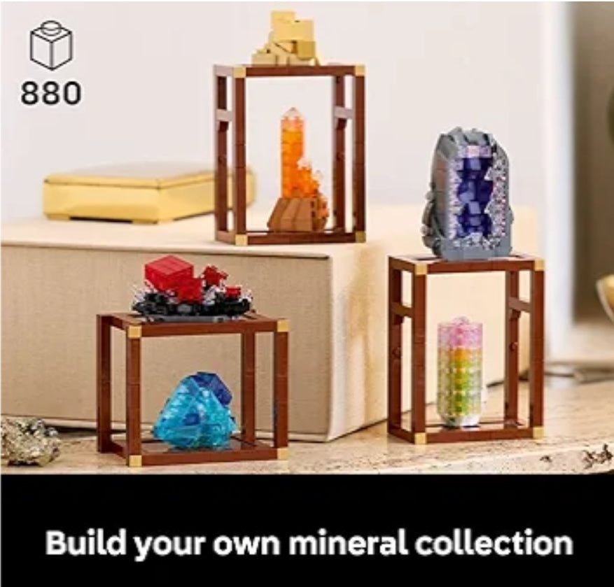 LEGO Ideas Mineraalversameling-boustel – Slaapkamer- of Kantoordekor met 3 Vertoonrakke