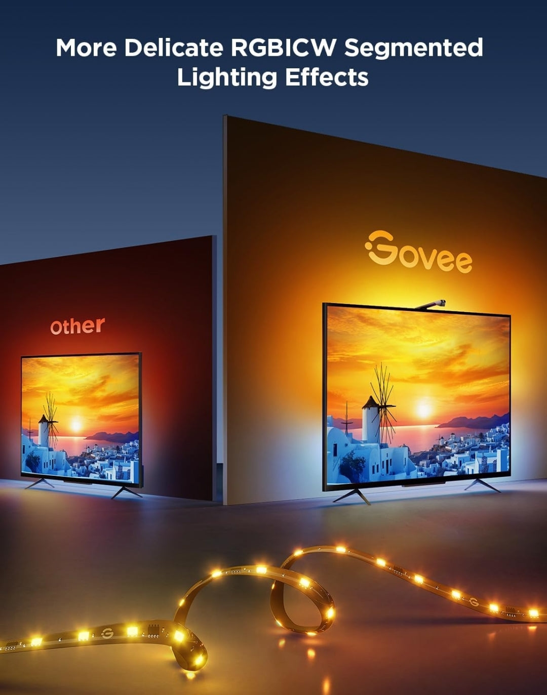 TV Backlight 3 Lite with Fish-Eye Correction Function Sync to 75-85 Inch TVs, 16.4ft RGB Wi-Fi LED Strip Lights w/ Camera, 4 Colors in 1 Lamp Bead, Voice and APP Control