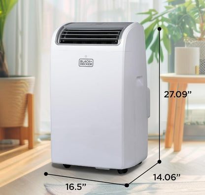 BLACK+DECKER Slim Draagbare Lugversorger met Verhitting, 14,000 BTU Verkoeling, 12,000 BTU Verhitting vir Kamers tot 700 Vk. Vt., Follow Me Afstandbeheer, BPACT14HWT, Wit
