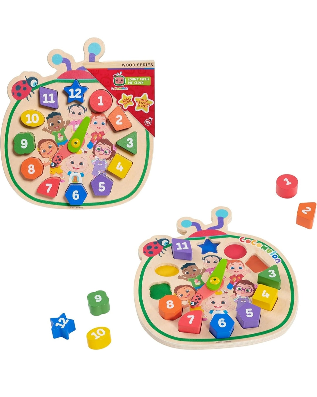 CoComelon Count with Me Wooden Clock, Recycled Wood, Learning and Education, Officially Licensed Kids Toys for Ages 18 Month by Just Play