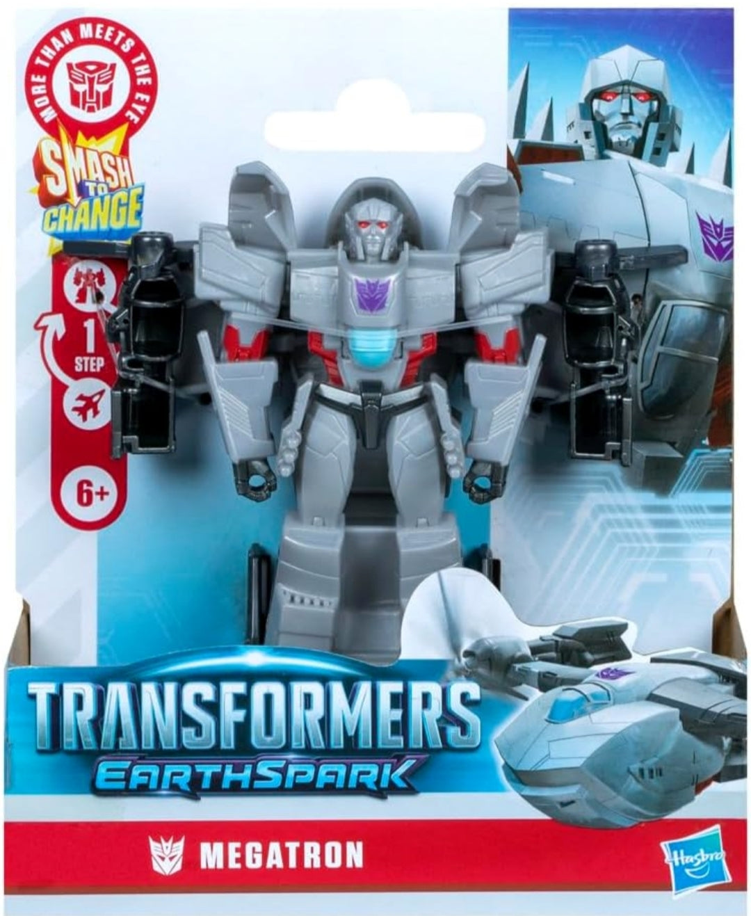 Transformers EarthSpark 1-Step Smash Changers Megatron 4-Inch Action Figure, Robot Toys for Boys and Girls 6 and Up