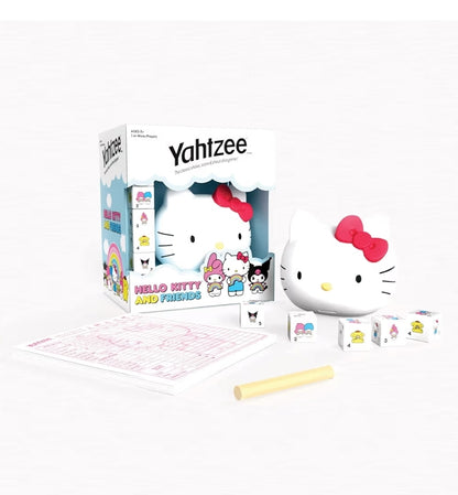 YAHTZEE: Versamelbare Hoofdobbelsteenbakkie, Klassieke Gesins-Hello Kitty-Dobbelsteenspeletjie