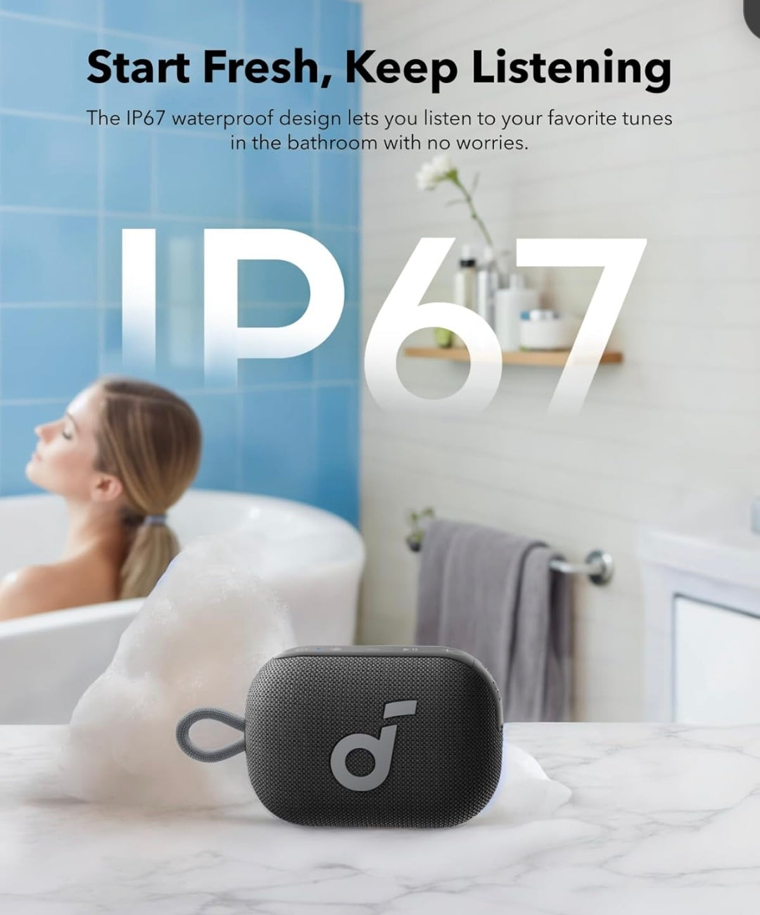 Soundcore Select 4 Go Bluetooth Shower Speaker by Anker, IP67 Waterproof/Dustproof, Ultra-Portable Speaker, Wireless, 20H Playtime, Floatable, Powerful Sound, Electronics for Outdoors/Home/Travel