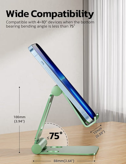 Dubbelvou ten volle verstelbare opvoubare telefoonstaander vir iPhone 11-17 Pro Max Xs Xr X 8, Nintendo Switch, alle fone - (Groen)