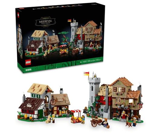 LEGO Icons Medieval Town Square Building Set for Adults - Office or Shelf Decor for Men & Women, Ages 18+ Years - W/ 8 Medieval Minifigures - Gift for Birthdays - 10332