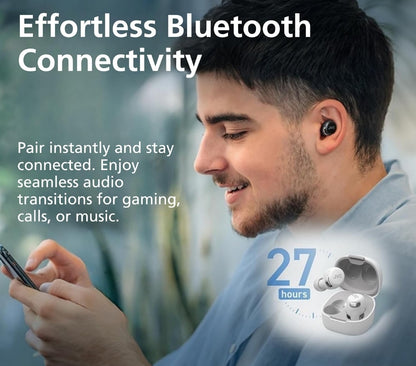 JVC Ware Draadlose Kompakte Oordopjes – Aktiewe Geraaskansellasie - Bluetooth 5.3 Oordopjes Koptelefoon vir iPhone, Android - 27 Uur Speeltyd, Lae Latensie Modus - IPX4 Sweet-/Reënbestand, Vinniglaai Tas, Mikrofoon
