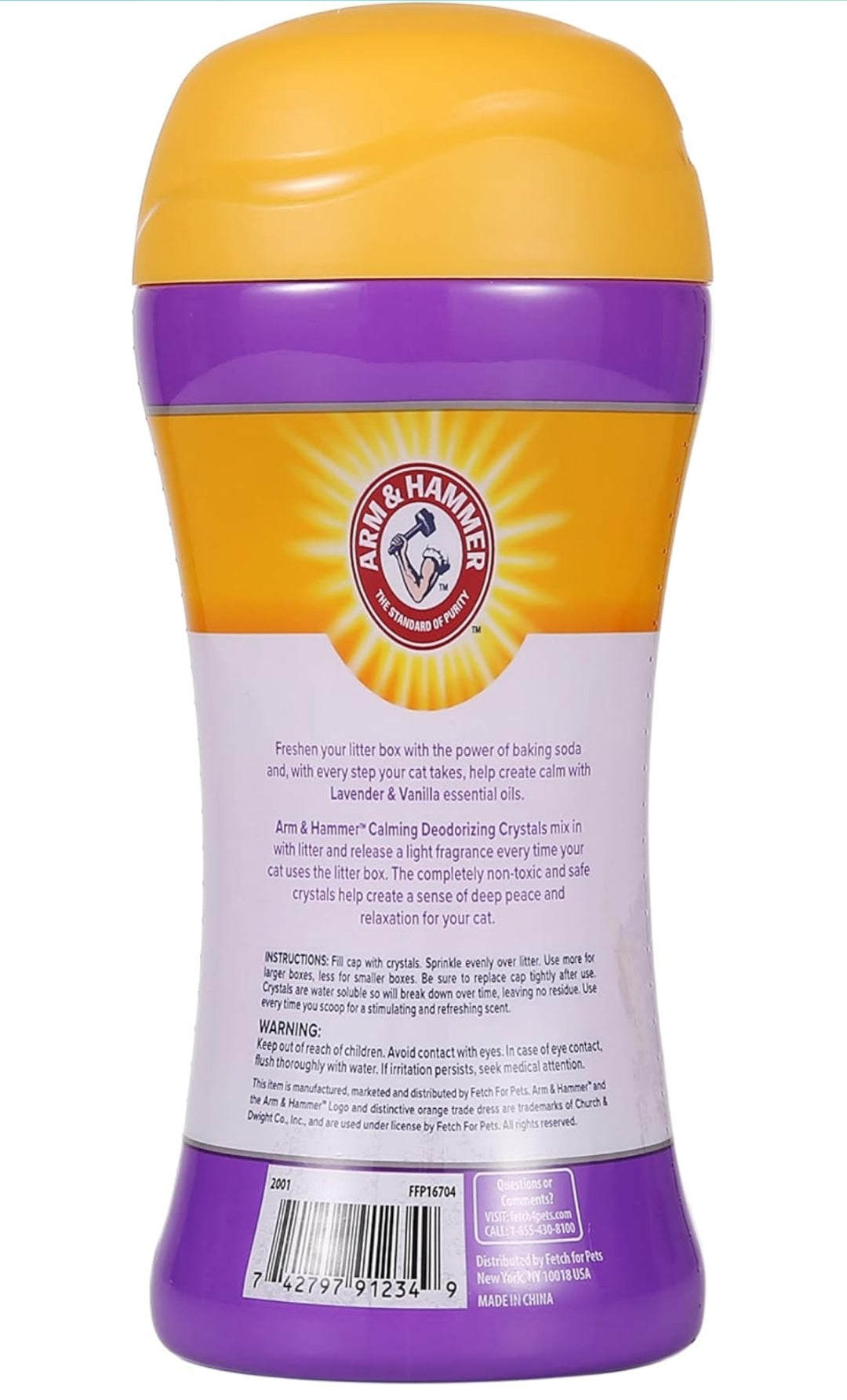 Arm & Hammer Cat Crystal Deodorizer for Litter Box - Calming Lavender & Vanilla Scented Cat Litter Smell Eliminator -(15 Oz)