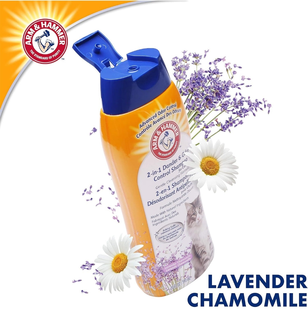 Arm & Hammer 2-in-1 Deodorizing & Shampoo for Cats - Lavender Chamomile Scent, 20oz (Pack of 1)