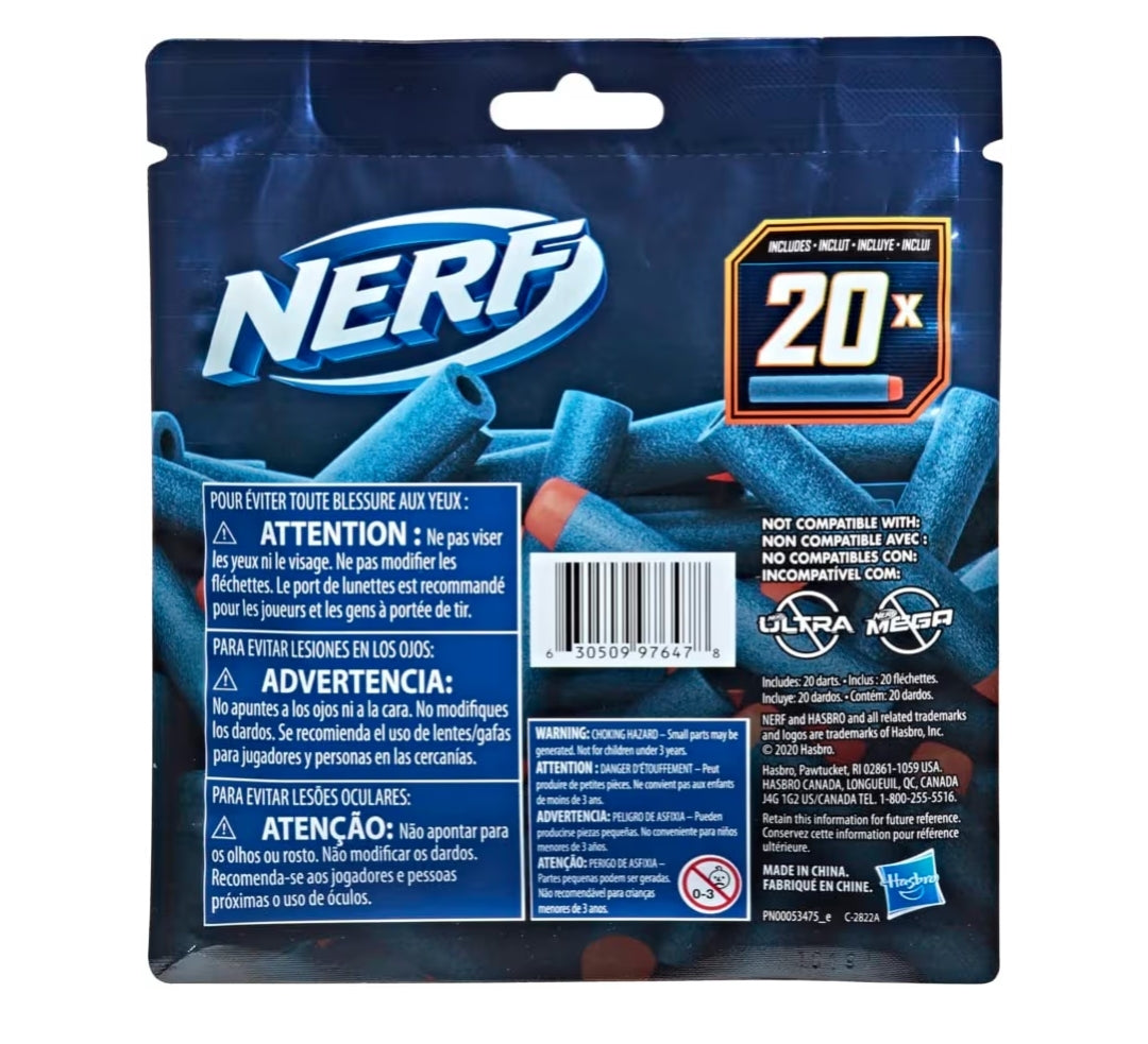 NERF Elite 2.0 Foam Darts Refill Pack Compatible w/ All Nerf Blasters Use Elite Darts (1PK)