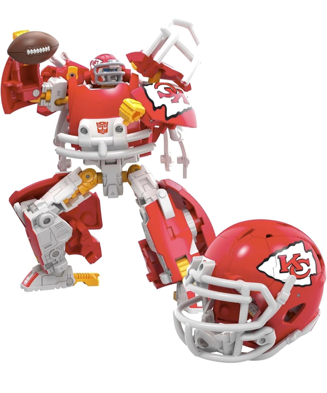 Transformers NFL Kansas City Chiefs KC-59, 5.5-Inch Action Figure Changes from Robot to Helmet, Football Toys for Ages 8+