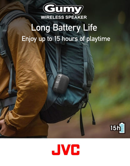 JVC Draagbare Gumy Draadlose Luidspreker met Omringklank, Bluetooth 5.3, Liggewig, TWS-vermoë, USB-C, tot 15-uur Batterylewe - SPSG1BTB (Swart)