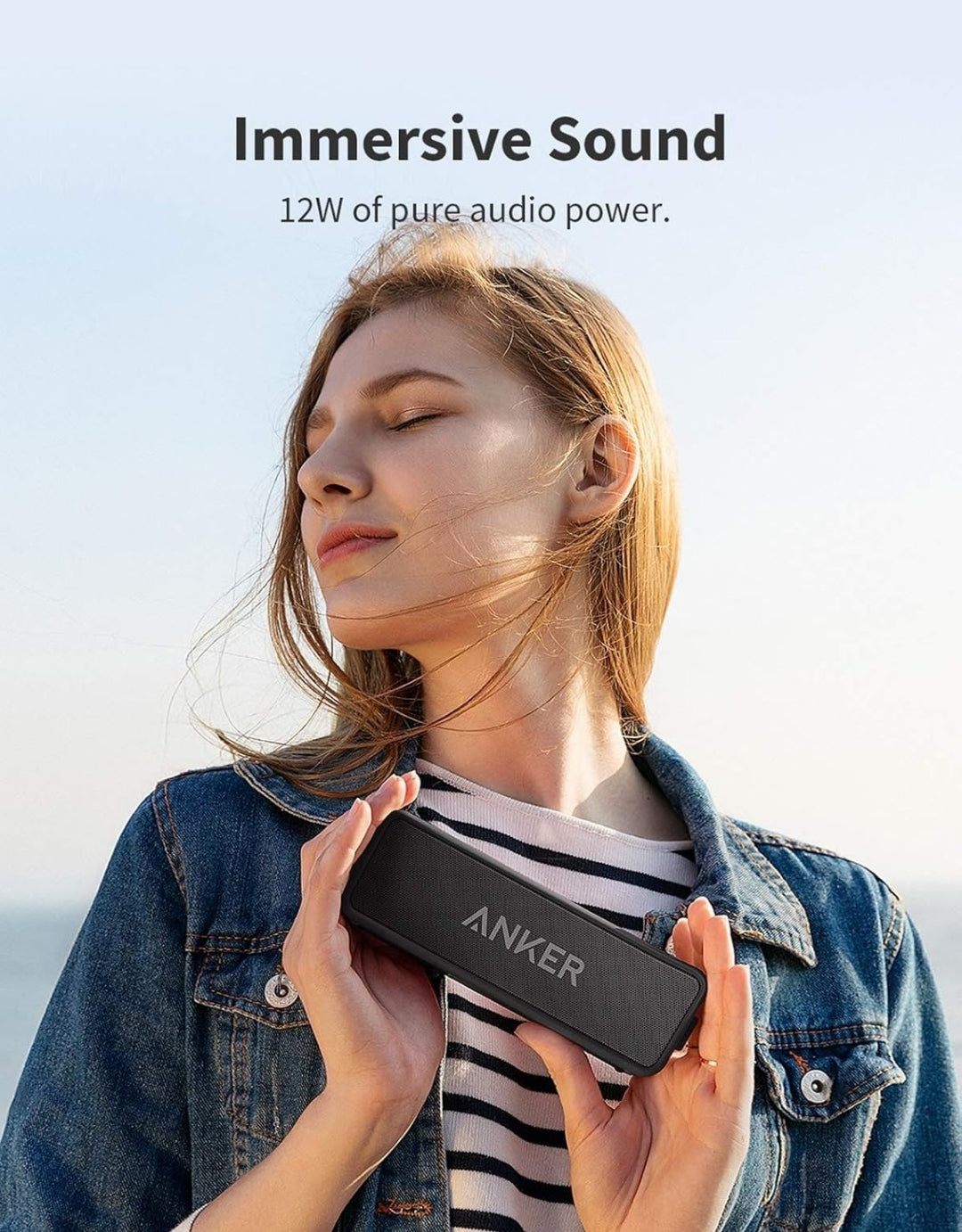 Anker Soundcore 2 Portable Bluetooth Speaker with Stereo Sound, Bluetooth 5, Bassup, IPX7 Waterproof, 24-Hour Playtime, Wireless Stereo Pairing, Speaker for Home, Outdoors, Travel