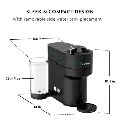 Nespresso Vertuo Pop+ Koffie- en Espressomasjien deur Breville, Vertuo Metad Groen Masjien & Nespresso Aeroccino3 melkskuimer