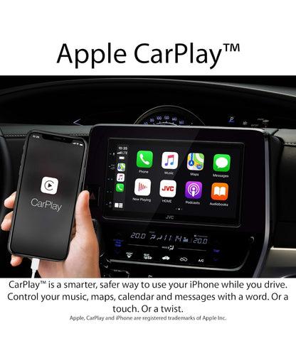JVC KW-M560BT Apple CarPlay Android Auto Multimediaspeler met 6.8" Kapasitiewe Raakskerm, Bluetooth Oudio en Handvrye Oproepe, MP3-speler, Dubbel DIN, 13-band EQ, SiriusXM, AM/FM Motorradio