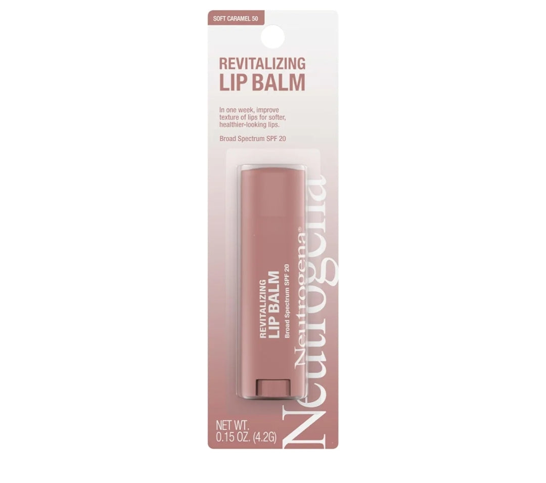 Neutrogena Revitalizing Getinte Lipbalsem Breëspektrum SPF 20 Bevogtigende Lipbalsem met 'n Subtiele Tint Subtiele Sagte Karamel 50 (.15 oz)
