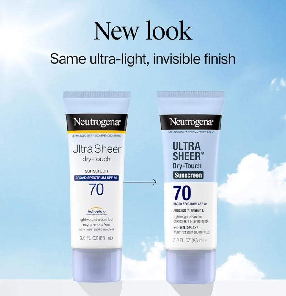 Neutrogena Ultra Sheer Dry-Touch Sonblokmelk SPF 70 Waterbestand Olievry Mat Afwerking (Reisgrootte 3 Fl Oz)