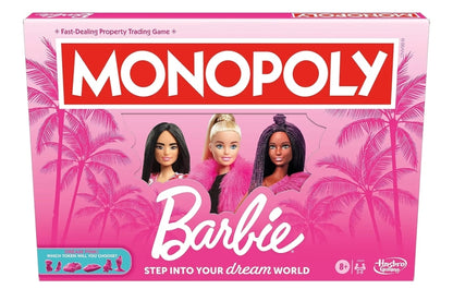 Monopoly: Barbie Edition Board Game with 6 Barbie-Themed Pink Zinc Tokens