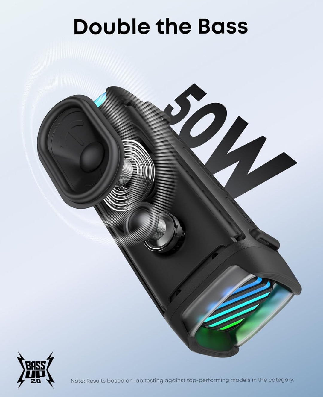 Soundcore Boom 3i by Anker, Rugged Outdoor Speakers, IP68 Waterproof, Floating Playback, Saltwater-Resistant, BassUp 2.0, 50W Portable Speaker, Bluetooth 5.3, 16H Playtime, TWS, Kayak/Fishing/Camping