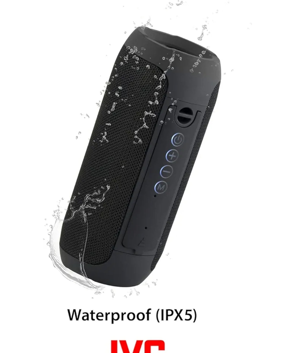 JVC Draagbare Draadlose Luidspreker met Omringklank, TWS-Stereo Funksie, Bluetooth 5.0, Waterdig IPX5, tot 18-Uur Batterylewe - SPSX3BT, Swart
