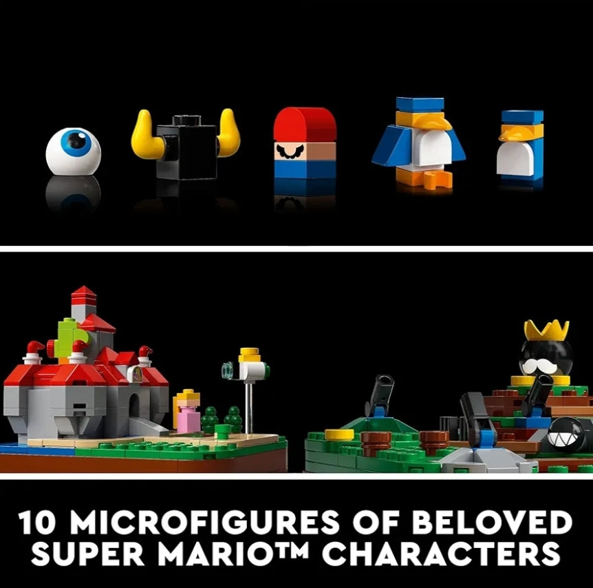 LEGO Super Mario 64 Vraagtekenblok Boustel – Videospeletjie-modelstel sluit 4 mikroskaal-speletjievlakke met 10 minifigure in