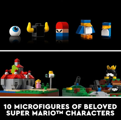 LEGO Super Mario 64 Vraagtekenblok Boustel – Videospeletjie-modelstel sluit 4 mikroskaal-speletjievlakke met 10 minifigure in