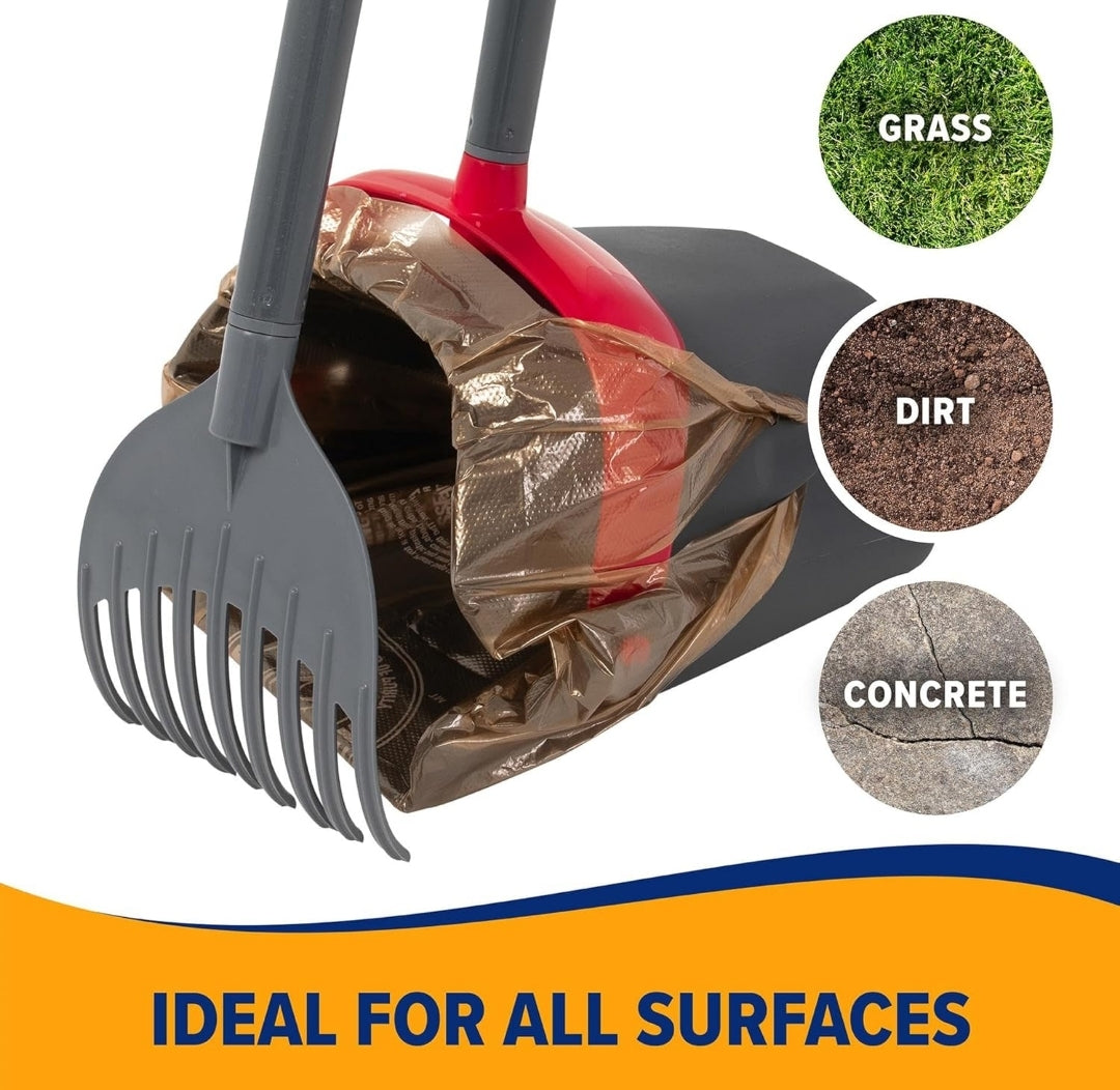 Arm & Hammer Dog Pooper Scooper Swivel Bin & Rake - Black (2 Heavy Duty Scented Waste Bags Included)