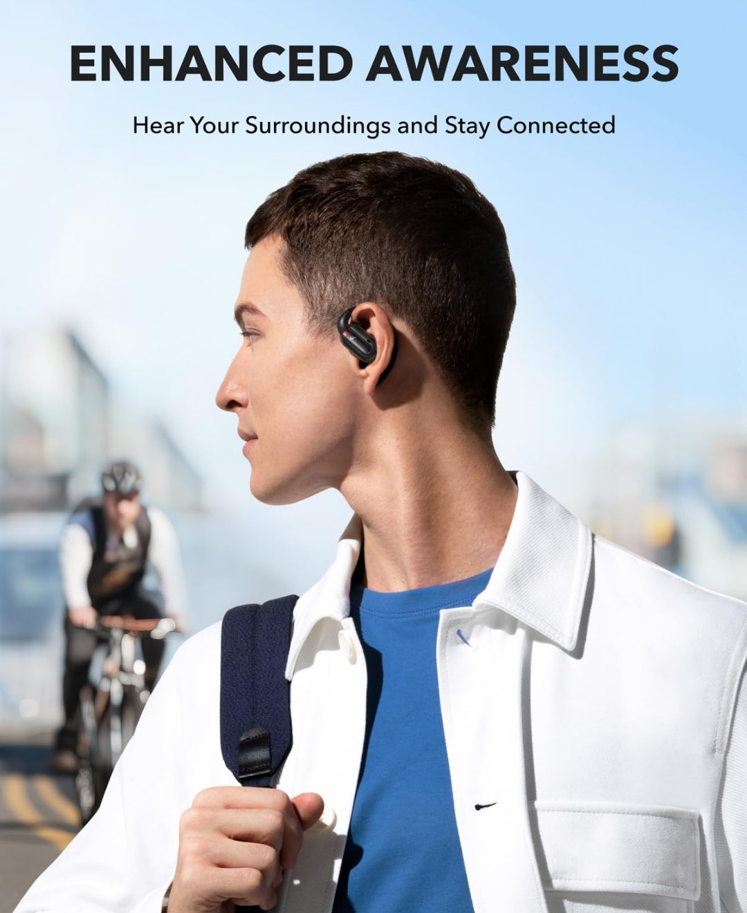 Soundcore by Anker V30i Open-Ear Headphones, Ultra-Comfort, Lightweight Design, Snug Fit, Ergonomic Ear Hooks, Robust Bass, 36H Playtime, Bluetooth 5.3, App Control, Clear Calls, Wireless Earbuds