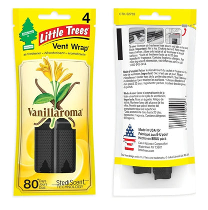 LITTLE TREES Kar Lugverfrisser Vent Wrap Geur, Onsigbaar Vars - Vanillaroma (16)