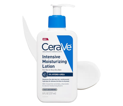 CeraVe Intensive Hidrerende Lotion, Hidro-Ureum + Karitébotter, Liggaamsroom Vir Droë Vel, Verlig Tekens Van Ekstra Droë Vel - 8oz