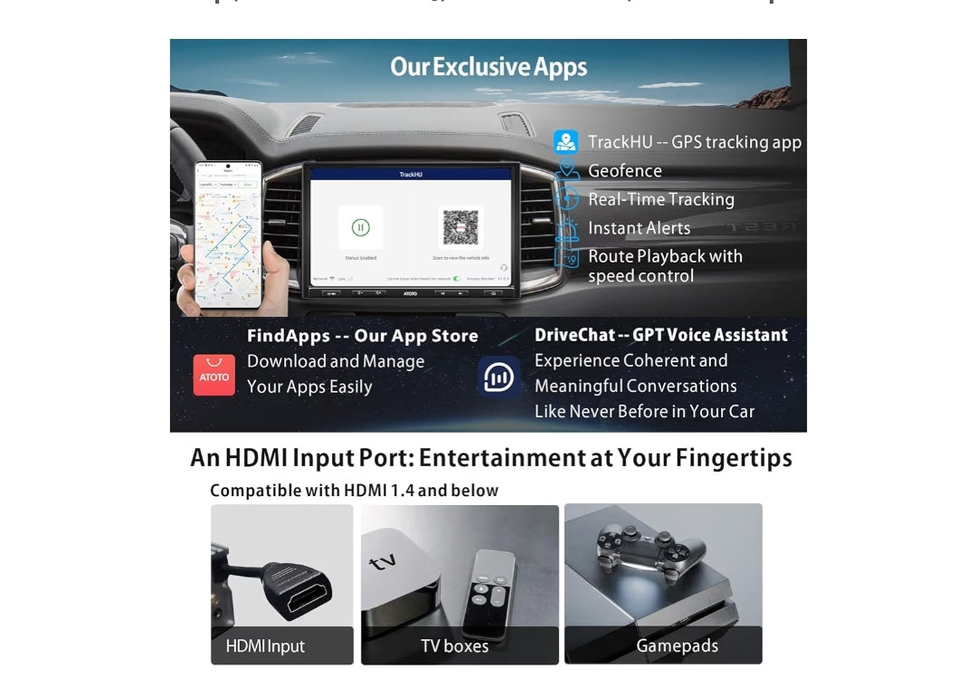 10.1" QLED Single Din & Double Din Adaptive Android Car Stereo, 4G+32G, Wireless CarPlay & Android Auto, 4 Internet Options, Dual Bluetooth, 36-Band EQ, HDMI Input