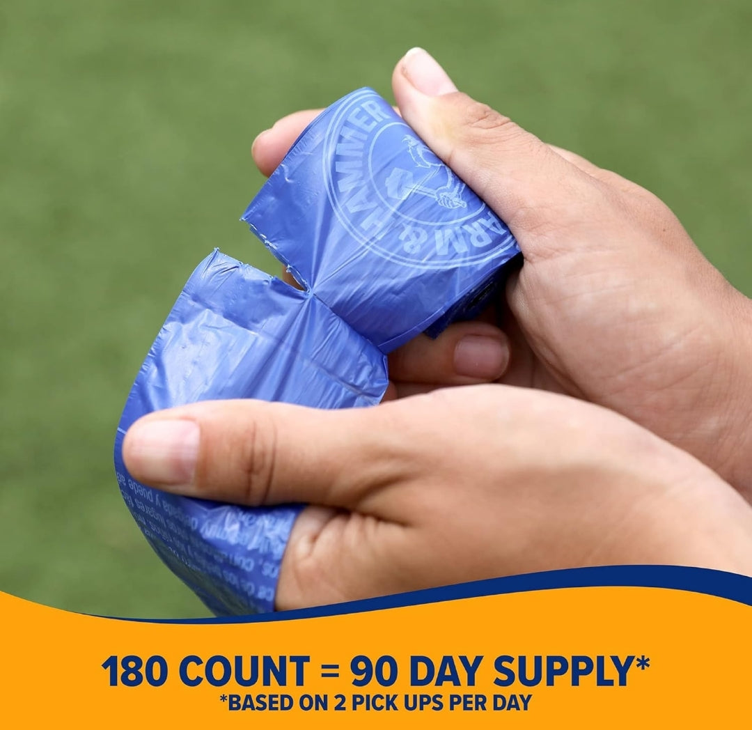 Arm & Hammer Easy-Tear Disposable Dog And Cat Waste Bags w/ Activated Baking Soda, 180CT 9 x 14"