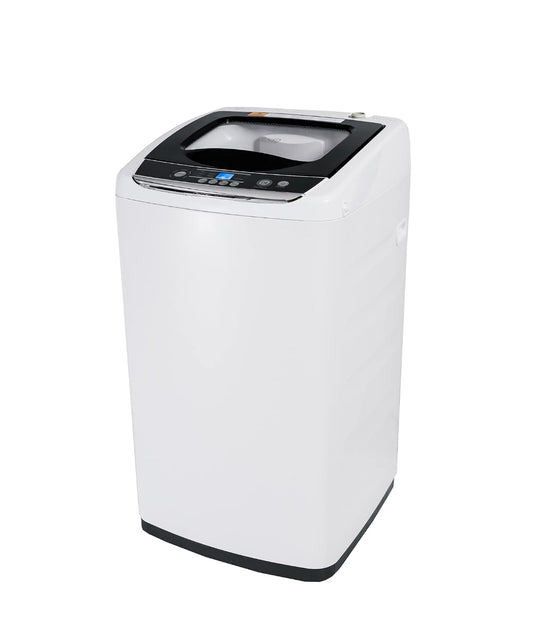 BLACK+DECKER 0.9 Kvt. Vt. Draagbare Wasmasjien, 6.6 lb. Kapasiteit Wasmasjien vir Huise & Woonstelle, 5 Wasprogramme, Vinnige Koppel Sinkadapter en Dreinslang Ingesluit, Deursigtige Deksel, BPWM09W, Wit