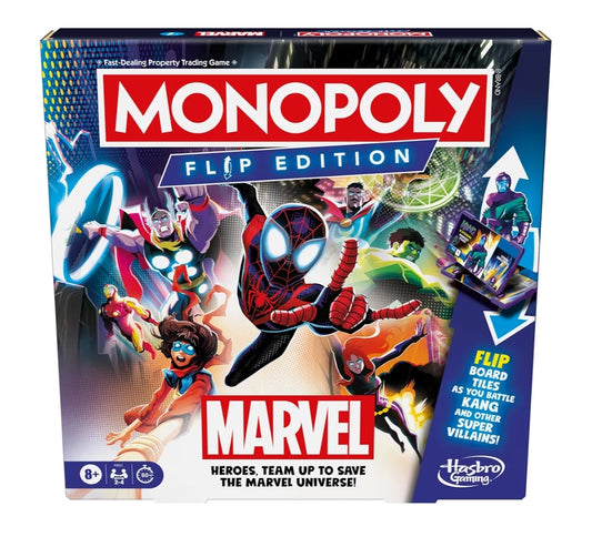 Monopoly Flip Edition: Marvel Board Game - Family Board Games for Kids, Teens, and Adults