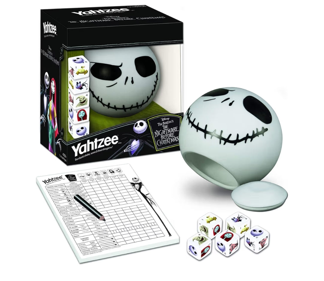 Disney Yahtzee The Nightmare Before Christmas Dice Game - Collectible Jack Skellington -  Family Dice Game & Travel Games
