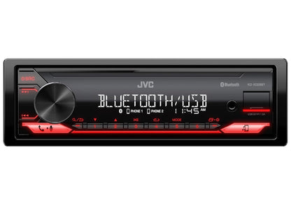 JVC KD-XD28BT Bluetooth Motorradio met USB-poort – AM/FM-radio, MP3-speler, hoëkontras-LCD, 50 Watt, Verwyderbare Voorpaneel – Enkel DIN – 13-band EQ
