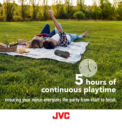 JVC Verligte Draagbare Koordlose Luidspreker met 20W maksimum uitsette, Dinamiese Klank, Bluetooth 5.0, TWS-vermoë, USB-C, IPX5, AUX-in, tot 5-uur batterylewe - SPPA5BTG (Groen)