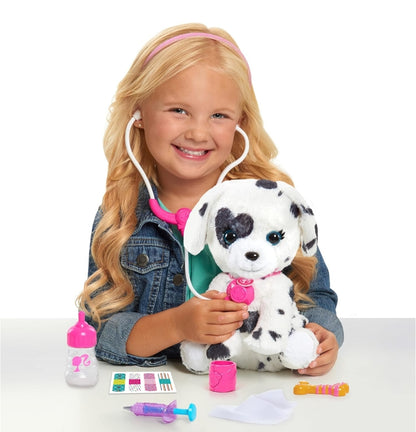 Barbie Hug & Kiss Pet 9-Piece Doctor Set with Dalmatian Puppy, Lights and Sounds, Pretend Play, Kids Toys for Ages 3 Up by Just Play