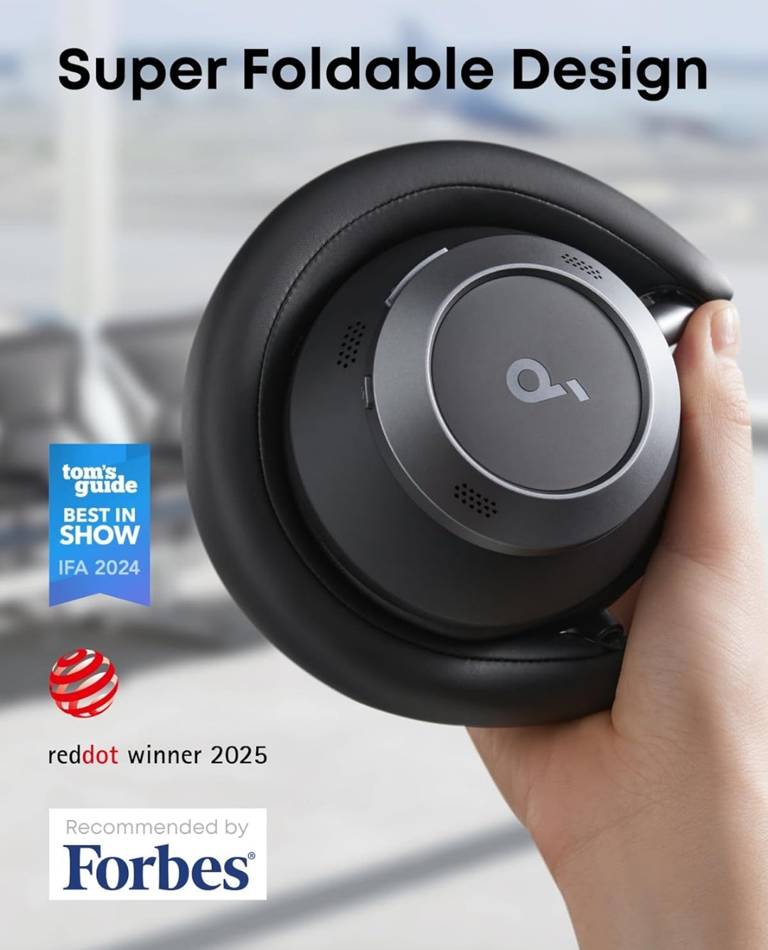 Soundcore Space One Pro, FlexiCurve Over-Ear Headphone, Adaptive Active Noise Cancelling Headphones Driven by 6 Mics, 60H Lossless Audio, Ultra-Fast Charging, Hi-Res Wireless, Comfortable Fit