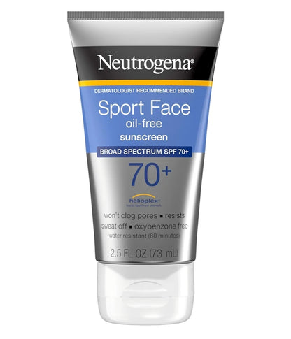 Neutrogena Sport Face Sunscreen SPF 70+ Olievry, 2.5 fl oz, Sweet- & Waterbestand, Breëspektrum UVA/UVB
