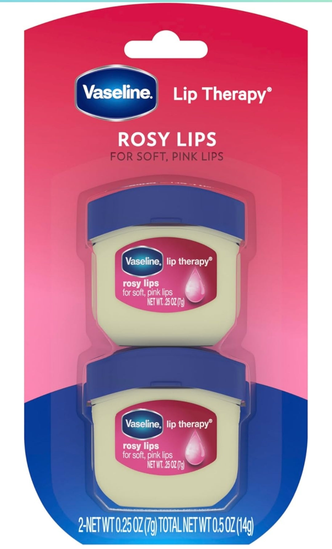 Vaseline Lip Therapy Lip Balm Mini 2 Pack Rosy 0.25 oz