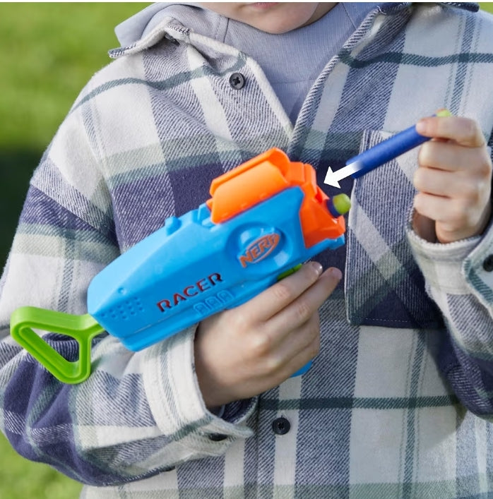 NERF Elite Junior Racer Easy Play Dart Blaster - 4 Elite Darts - Blaster Outdoor Toys (Kids- Ages 6+)
