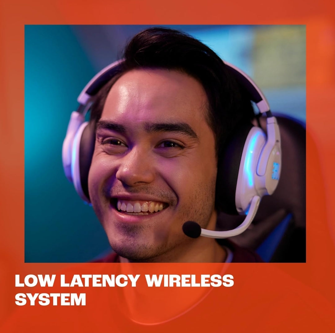 JBL Quantum 910P - Wireless Consol Over-Ear Gaming Headset with Head Tracking-Enhance - (White)