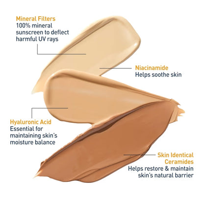 CeraVe Hydrating Mineral Sunscreen SPF 30 Getinte Mineraal Sonskerm met Sinkoksied en Titaandioksied (1.7 Oz)