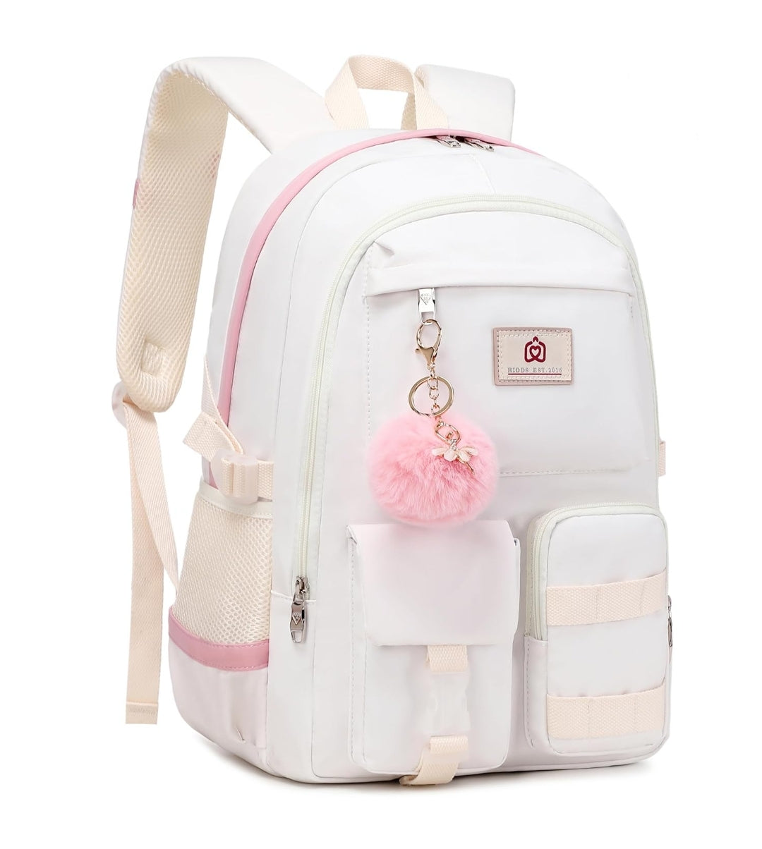 Backpack for Girls Laptop Backpacks 15.6 Inch College Cute Bookbag Anti Theft Primary Elementary School Bag Casual Daypack for Students Teens Girl Women (Beige)